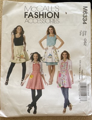 McCalls 6334 Aprons Pattern Size S-XL 8-22 Owl Applique Tulip Hen Pocket Talla