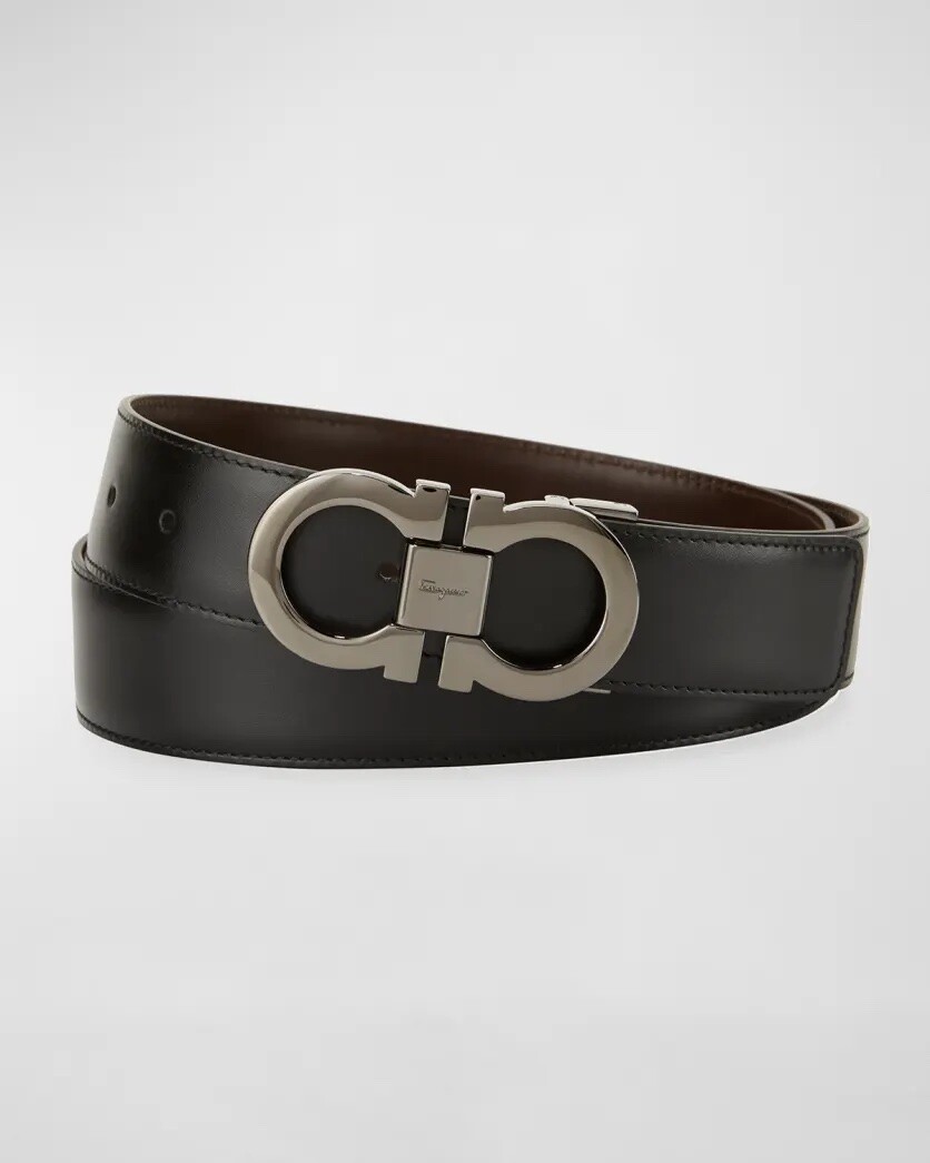 Pre-owned Ferragamo Authentic Salvatore  Mens Reversible Gancini Belt 464231 In Multicolor