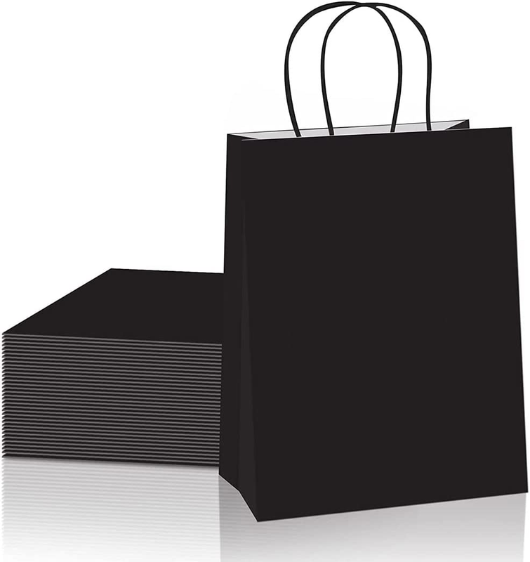 40Pcs Kraft Paper Gift Bags with Handles - White, 15 X 8 X 21Cm - Perfect for Bu