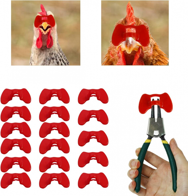 20 Pcs Pinless Peepers with Pliers Chicken Eye Glasses Pheasant Poultry Blinder