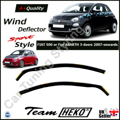 FIAT 500 or Fiat ABARTH 3 doors 2007 onwards 2pc Wind Deflectors HEKO Tinted