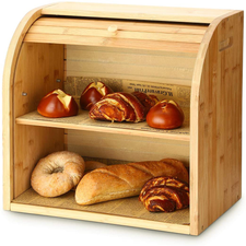 Bread Box,2 Layer Bamboo Bread Boxes for Kitchen Food ...