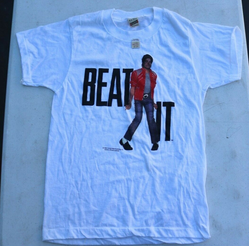 マイケルジャクソン　ビートイット　tシャツ　xs VINTAGE 1984 MICHAEL JACKSON BEAT IT ALBUM PROMO T-SHIRT
