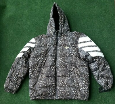 Mens XL Pony City wing Hooded Puffer Jacket Black PY0450003 animal print Size XL