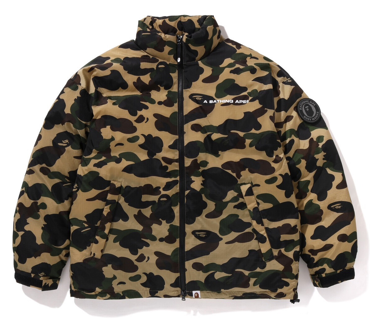 Pre-owned A Bathing Ape A Bathnig Ape Ladies' 1st Camo Down Jacket 1k80244004 In Yellow