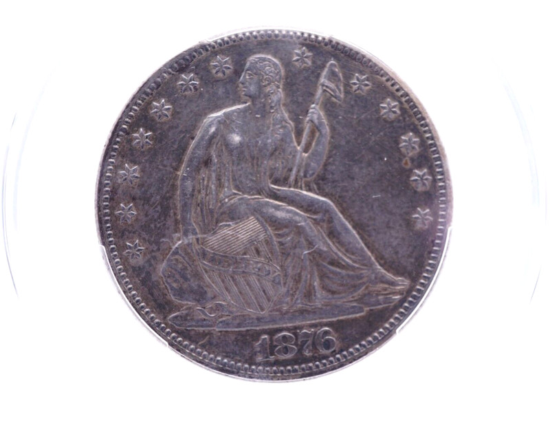 1876 Seated Liberty 50c Half Dollar PCGS AU50 - Toned