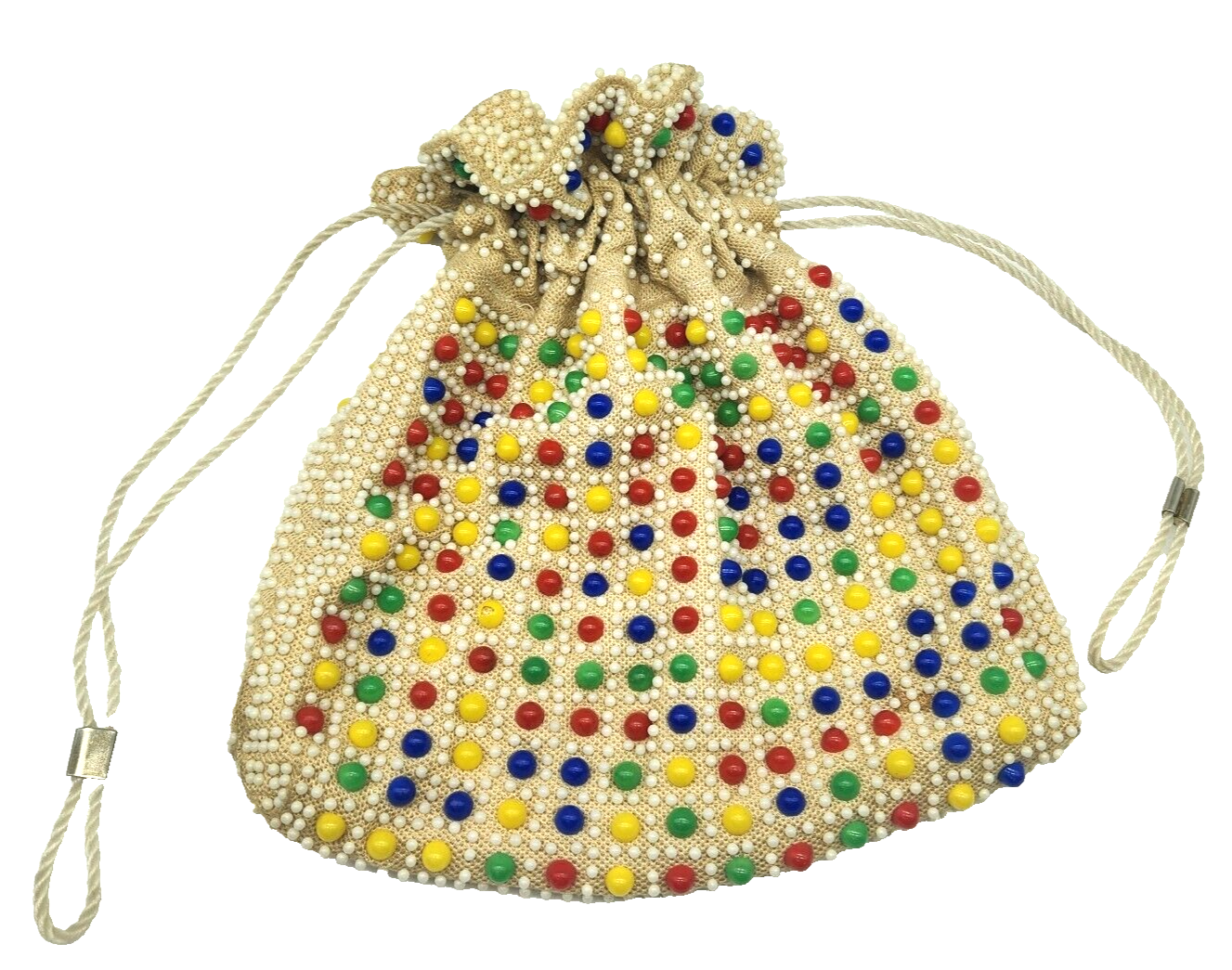 Vintage 60s 70s Hippie Boho Bag Multi Candy Dot Beaded Purse