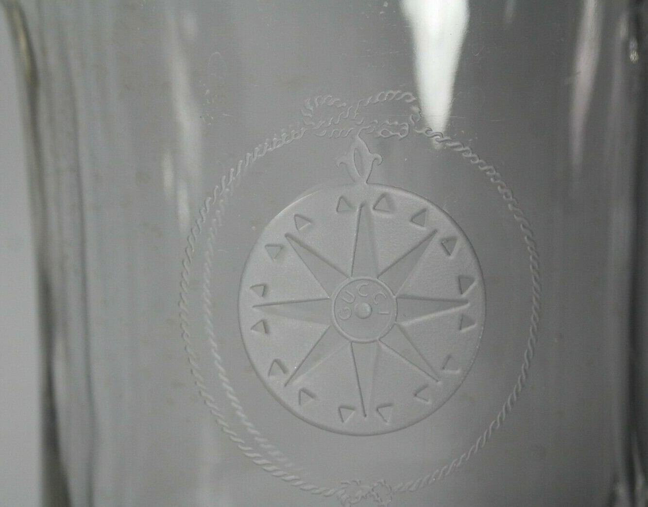 Vintage Gucci Italy Nautical Ships Compass Rose Etched Crystal Decanter