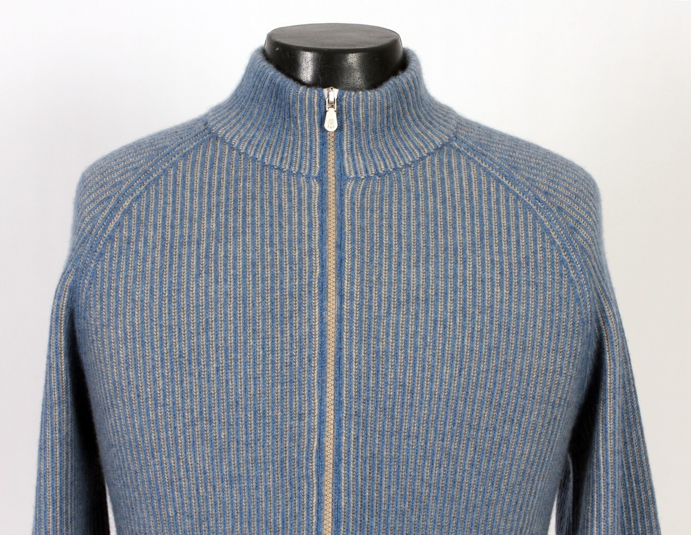 Pre-owned Brunello Cucinelli $4400  100% Cashmere Full Zip Sweater - Blue - 50 M