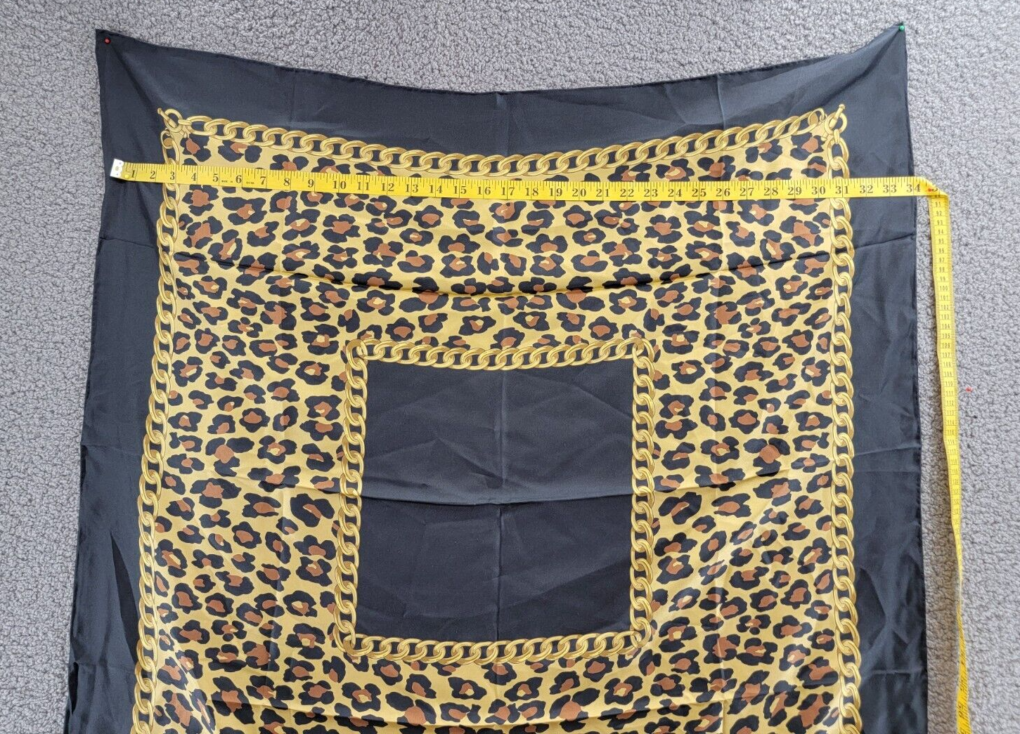 Echo Leopard Charm Square Silk Scarf Women's One Size Black Multi Hemmed Edges - Picture 6 of 17