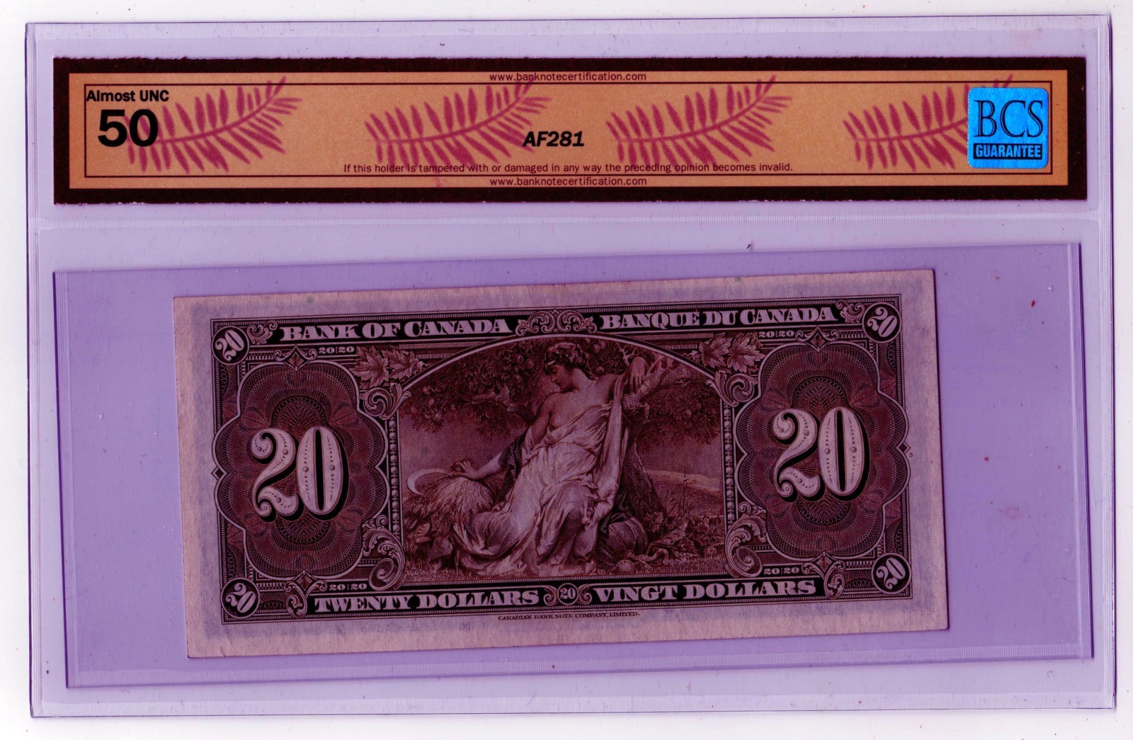 1937 Canada 20 Dollar Note - EE4055179 - AU-50, BC-25b