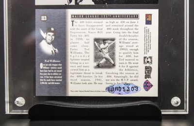 TED WILLIAMS AUTOGRAPHE UPPER DECK AUTHENTICATED 1994 RED SOX HOF MLB 125TH CARD