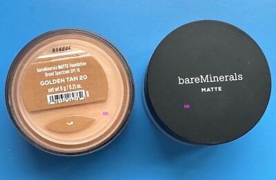 BareMinerals MATTE Foundation SPF15 6g/0.21 oz - GOLDEN Tan 20 100% Authentic