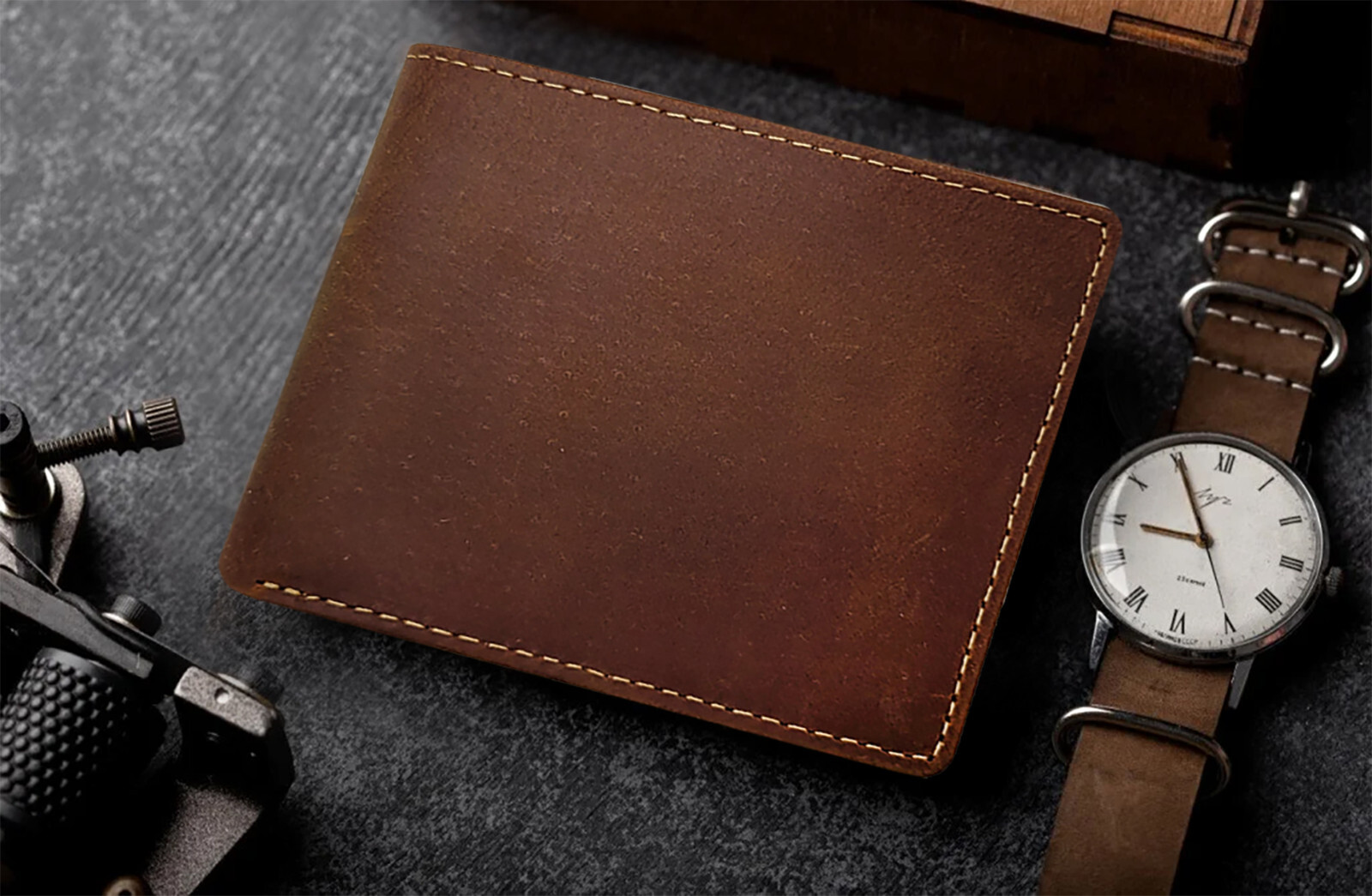 Airtag Wallet & 4-Pack Keychain Genuine Leather Credit Card Holder Air Tag Case