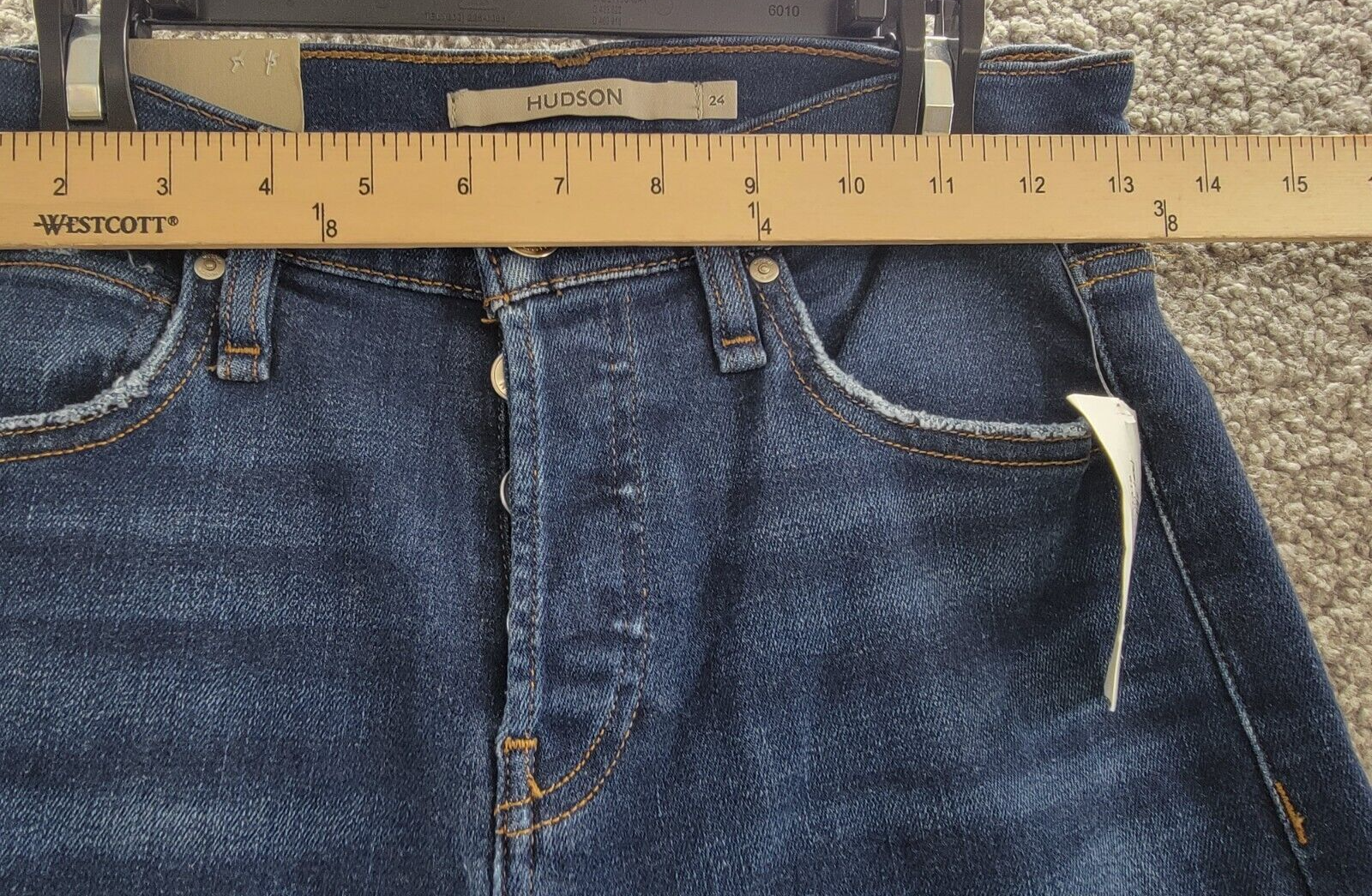 Hudson Jeans Rosie Wide-Leg Full-Length Jeans Women's 24 Poseidon Button Closure - Picture 5 of 18