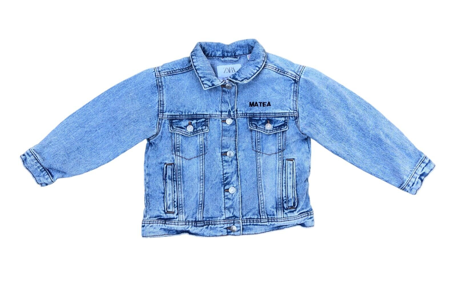 ZARA Denim Jacket Kids Boys 4-5 Years Old Jean Button Blue