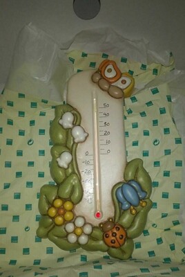 Termometro Decorativo In Ceramica THUN - Collezione Country Bloom, Misure 10,9 X 3,3 X 23 Cm