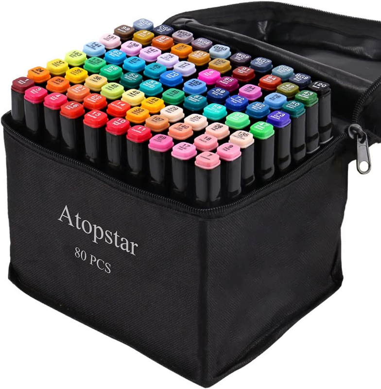 ATOPSTAR 80 Colors  Markers Artist Drawing Art for Kids Dual Tip Adult Coloring