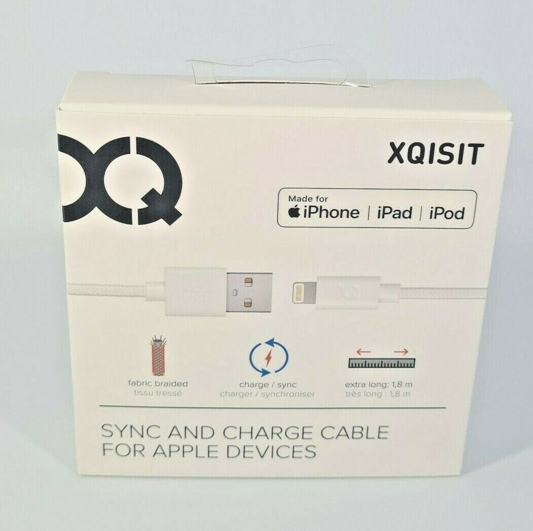 XQISIT Lightning Sync and charge cable for Apple iPhone iPad 1.8M MFI APPROVED