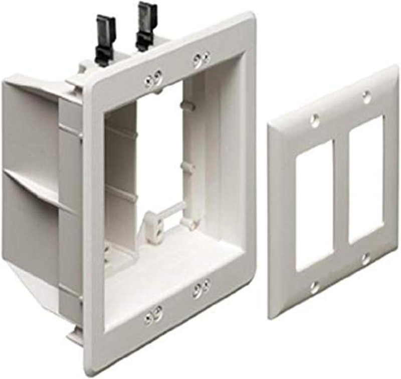 Industries TVBU505-1 Recessed TV Box Wall Plate Kit Paintable 2-Gang, White