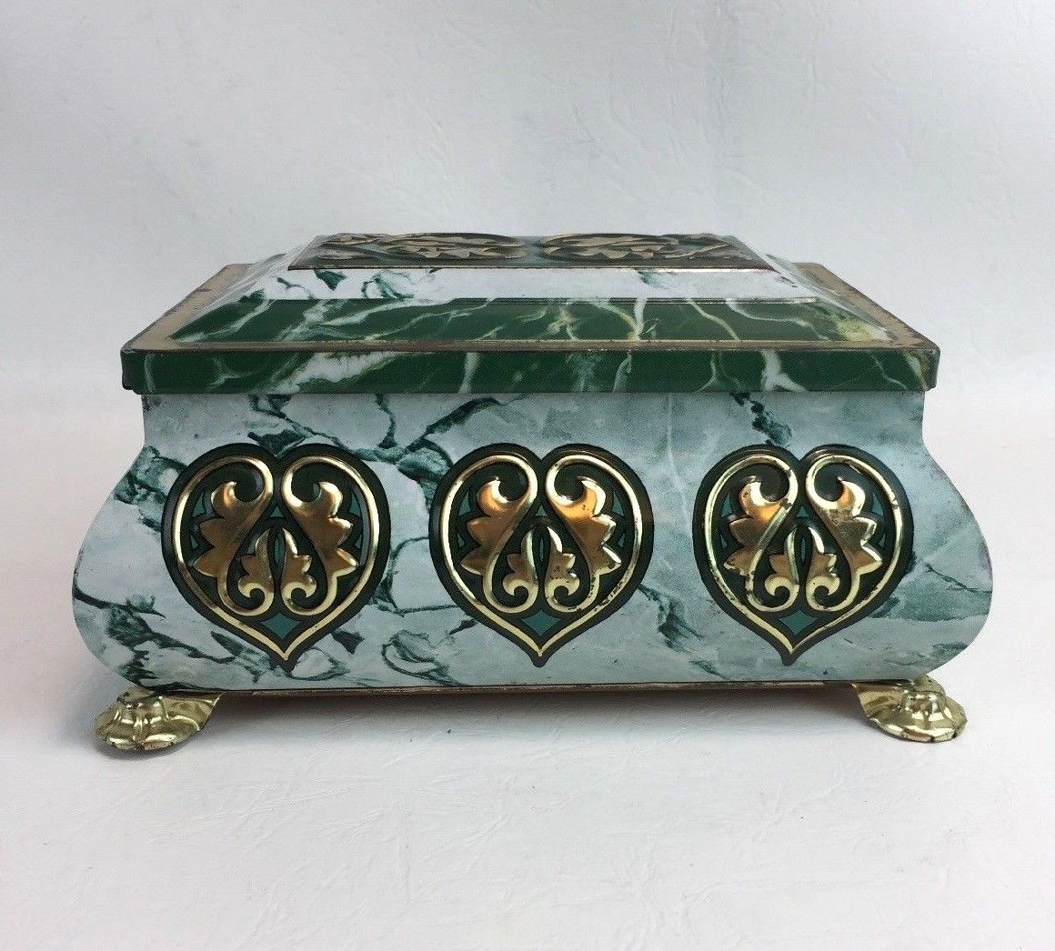 Fricke and Nacke West Germany Tin Green Marble Pattern
