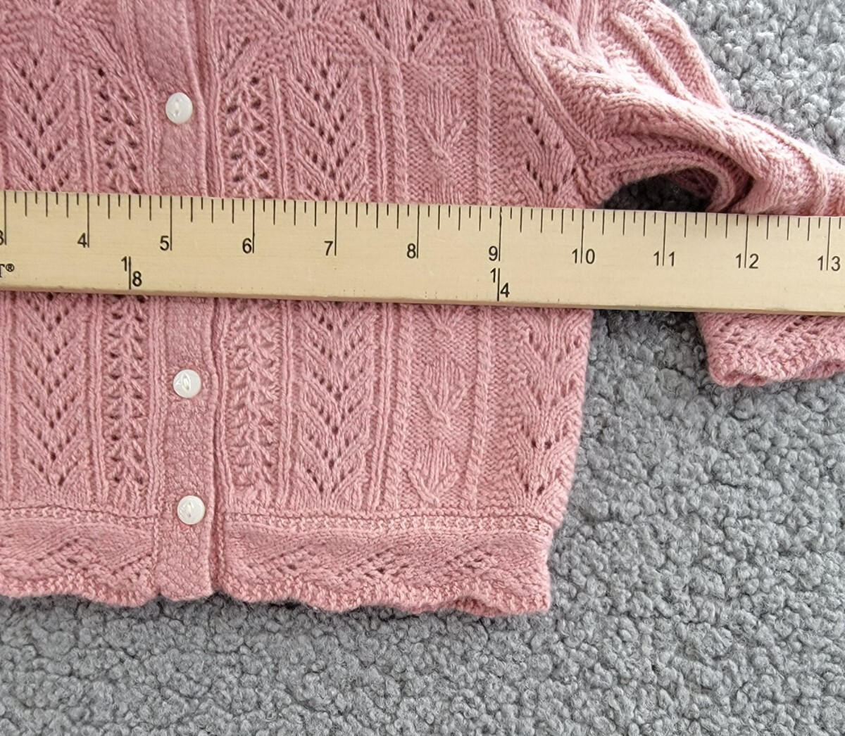 Ralph Lauren Wool Blend Mixed Knit Cardigan Baby Girls' 3-6Mos Pink Long Sleeve - Picture 6 of 17