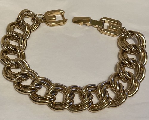Vintage Givenchy Double Link Chain Bracelet Double G Logo
