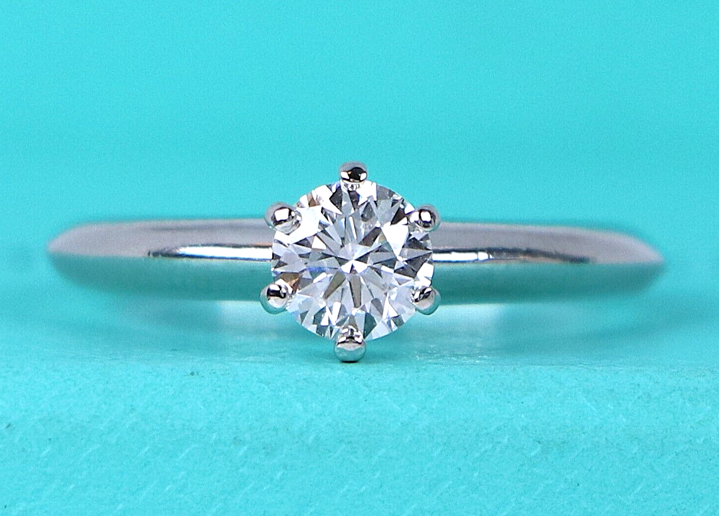 $6950 Tiffany & Co Solitaire Platinum 0.53ct Round E SI1 Diamond