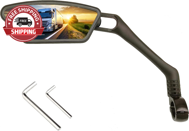 Bike Mirror, Large Bike Mirrors HD Rearview Mirror, Stainless Steel Flat Lens Bi
