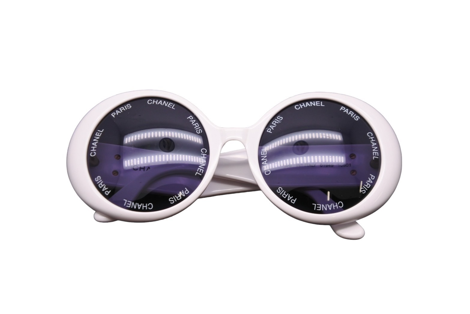 シャネル　サングラス CHANEL Sunglasses 01949 10601 White Frame Black Lens Round