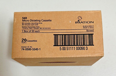 Imation 543 Micro Dictating 20-Cassettes 60 mins *New Unused*