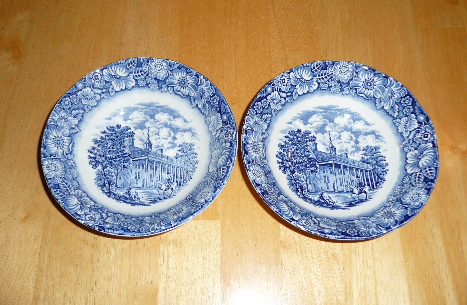 2 Vintage LIBERTY BLUE Staffordshire Ironstone Cereal Bowls - MOUNT VERNON