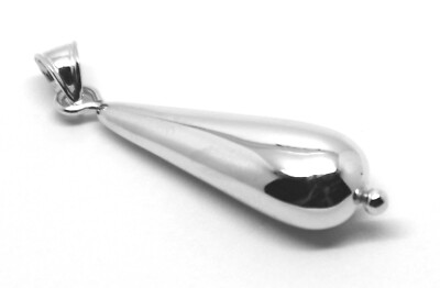 KAEDESIGNS JEWELLERY KAEDESIGNS, GENUINE 9CT 9K WHITE GOLD LONG TEARDROP PENDANT