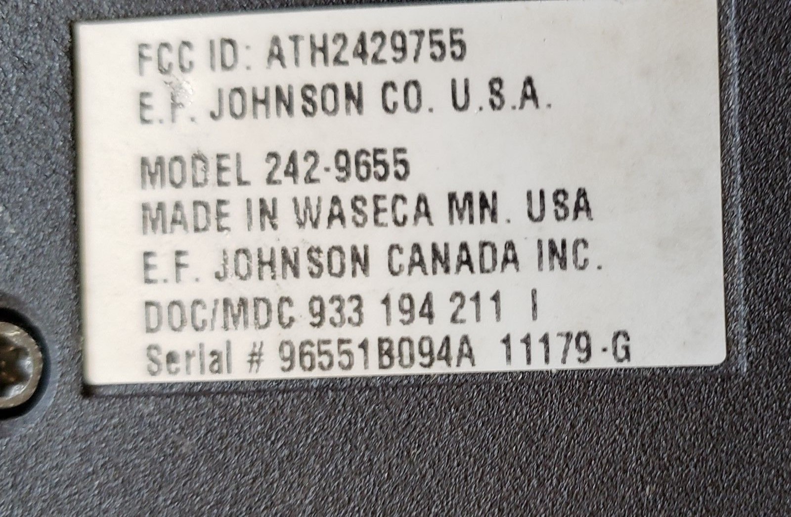 classic 90s EMS EF JOHNSON Viking Radio 242-9655 700/800 Mhz Digital 700 800 mHZ