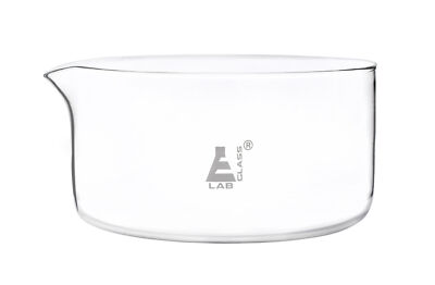 Crystallizing Dish, 2000ml - Flat Base, Spout - Borosilicate Glass - Eisco Labs