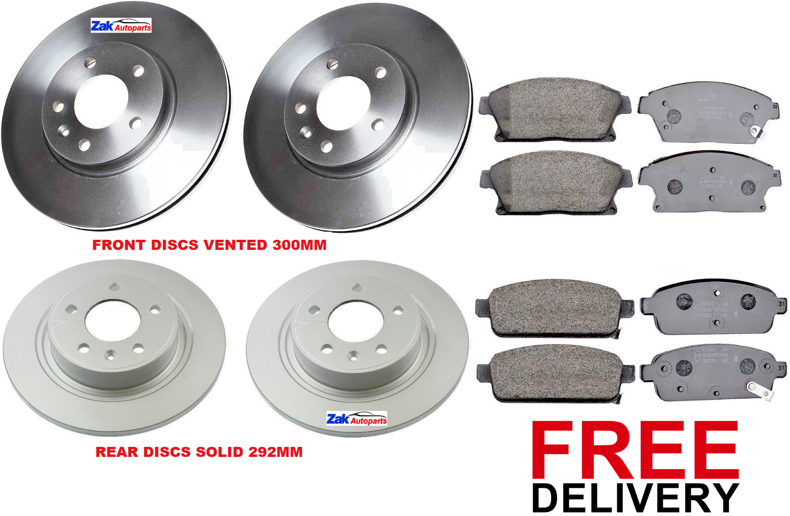 FOR VAUXHALL ZAFIRA TOURER 20112016 FRONT & REAR BRAKE DISCS & PADS