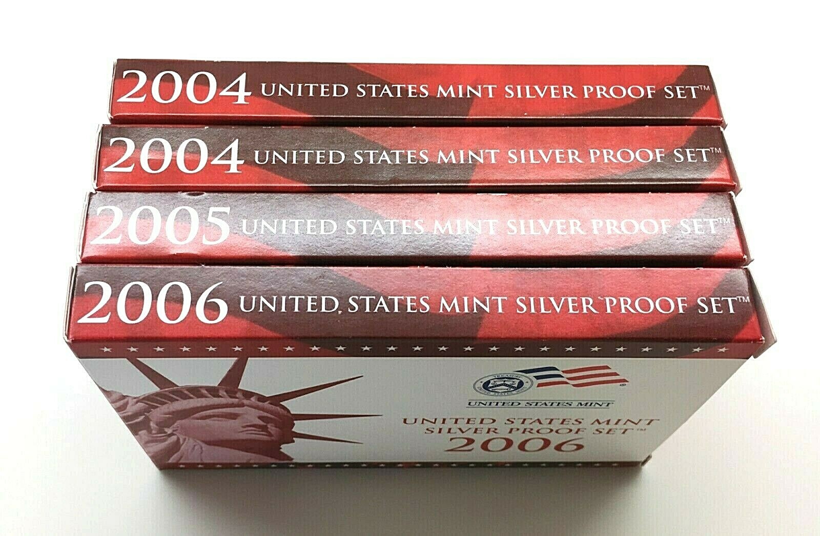 Lot of 4 - US Mint Silver Proof Sets (2) 2004, (1) 2005 & (1) 2006 W/ 