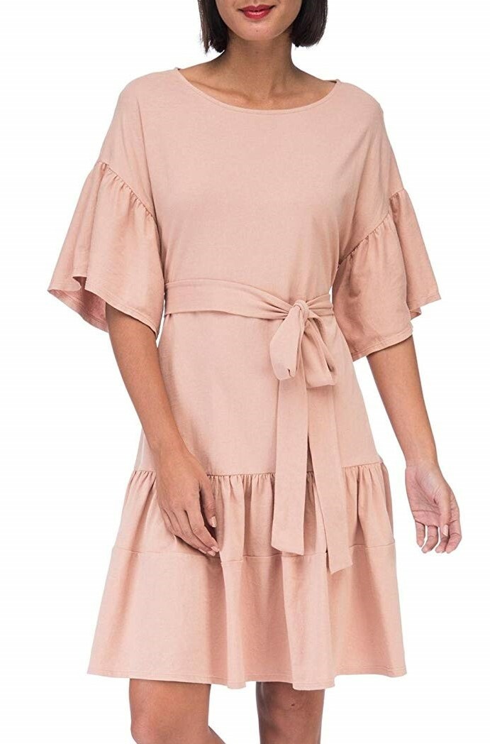 Bobeau 157567 Women's Angel Short Sleeve Cotton Dress Desert Sand Sz. Small