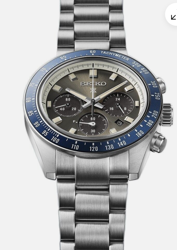 Pre-owned Seiko Ssc939 Speedtimer Chronograph Solar Watch Blue Bezel Sapphire Crystal