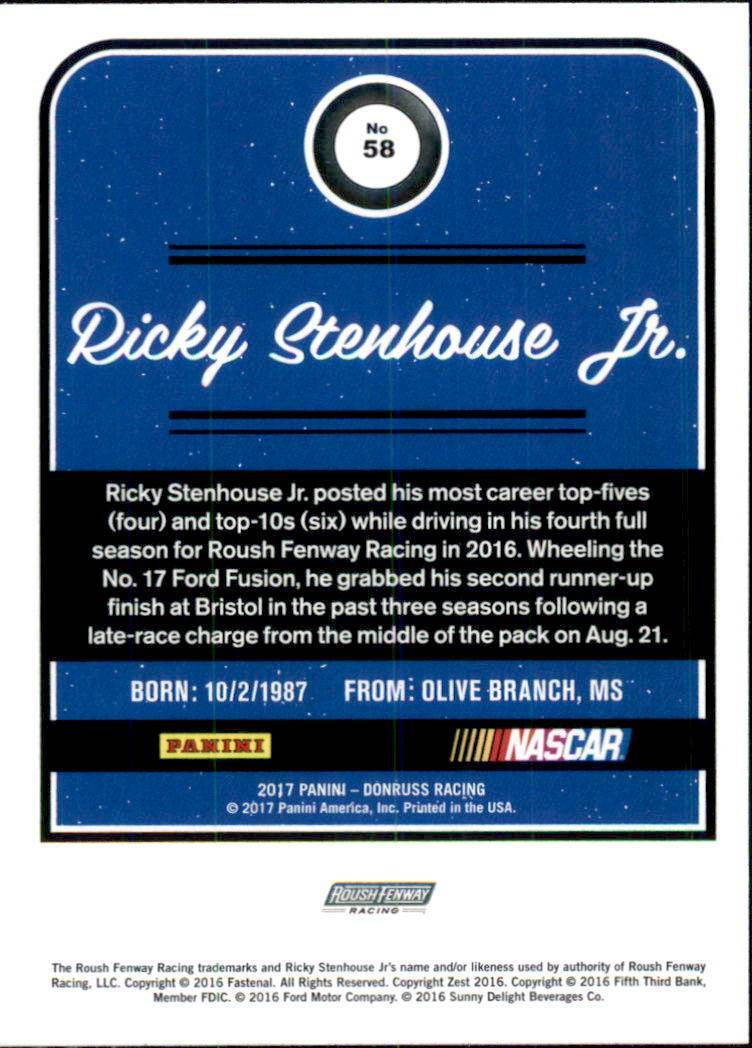 2017 Panini Donruss NASCAR Racing Base #58 Ricky Stenhouse ...