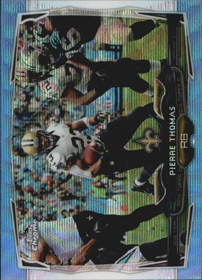 2014 Topps Chrome Blue Wave Refractors Saints Football Card #16 Pierre Thomas