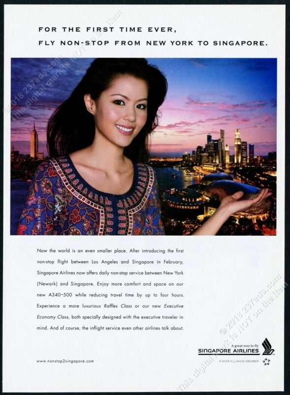 2009 Singapore Airlines stewardess photo vintage print ad