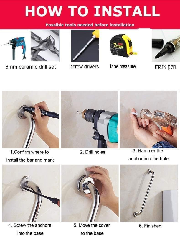 12 Inch Shower Grab Bar Satin Brushed Nickel, ZUEXT Stainless Steel Safety Grab 