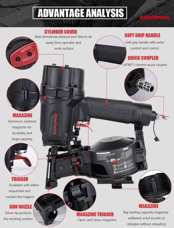 Professional Roofing Nailer 3/4-Inch to 1-3/4-Inch Single-action Heavy Duty New