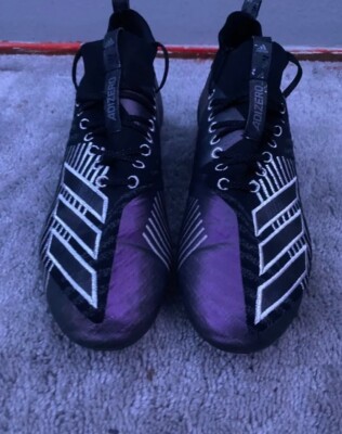 ADIDAS Adizero 8.0 Primeknit Black Purple Silver Molded Football Cleats Mens 12