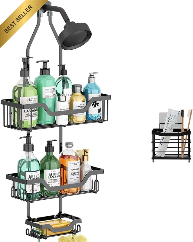 Shower Caddy Hanging Organizer, Rustproof over Shower Head Rack | No Drill Bathr