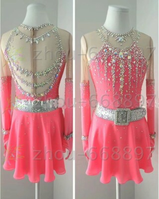 Figure Skating Dress Ice Skating Dress Competition Skating Wear pink