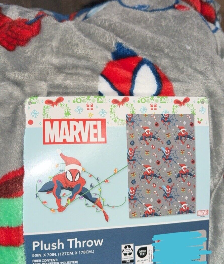 Disney Marvel Christmas Spider-Man Blanket Throw Christmas Lights 50 X 70 NEW