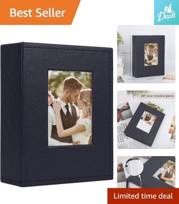 Compact 6x4 Photo Album with Leather Cover - Holds 100 Vertical 4x6 Mini Photos