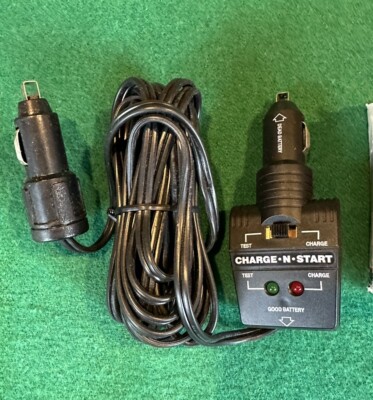 CHARGE-N-START Compact Car Battery Charger 12 Volt Uses Accessory Port Sockets